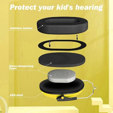 Навушники для захисту від шуму для дітей - комфортні, складні, для школи, аутизму, сну, навчання, ADHS, феєрверків, концертів (1 шт., жовті)