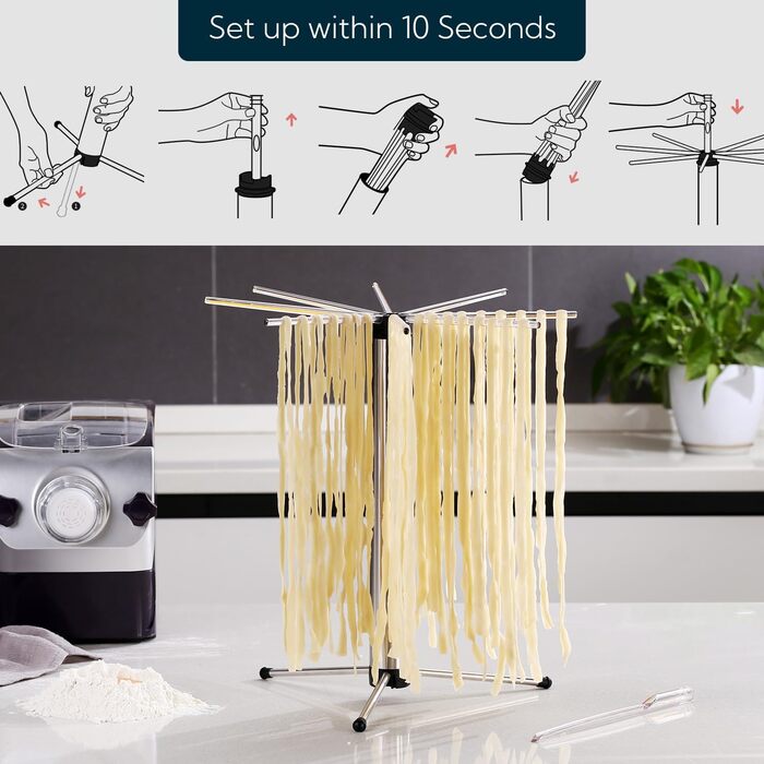 Сушарка для макарон KITCHENDAO на 3 кг, компактна, з обертовою системою, знімна для легкого чищення, нековзкі ніжки