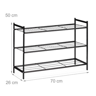 Relaxdays Metal Shoe Rack with 3 Shelves