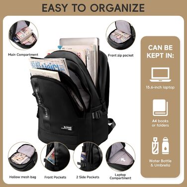 Шкільний рюкзак для підлітків, 2025 рік, для школи, гімназії, старшої школи, 26L, чорний