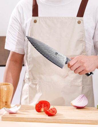 Японський ніж WILDMOK Santoku 20см з дамаської сталі, VG10, ручка з композитного матеріалу, ніж для кухні