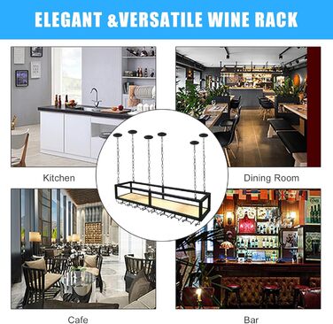 DSVONAUS Ceiling Shelf, Wine Rack, Height-Adjustable Decorative Shelf, Retro Iron and Solid Wood Ceiling Shelf, Single Layer, For Bars/Restaurants/Kitchens (120 * 25 * 100cm)