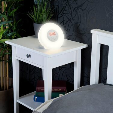 auvisio Light Alarm Clock: Wake-up Light Radio Alarm Clock w. Sunrise Simulation, Nature Sounds (Alarm Clock with Light and Nature Sounds, Wake Up Light, Gift Ideas)