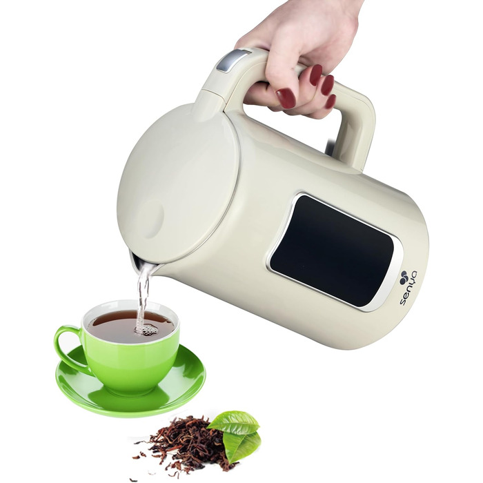Електричний чайник SENYA 1.7 л з цифровим дисплеєм, 5 температурних програм, підтриманням тепла, 360° та ергономічною ручкою, кремовий