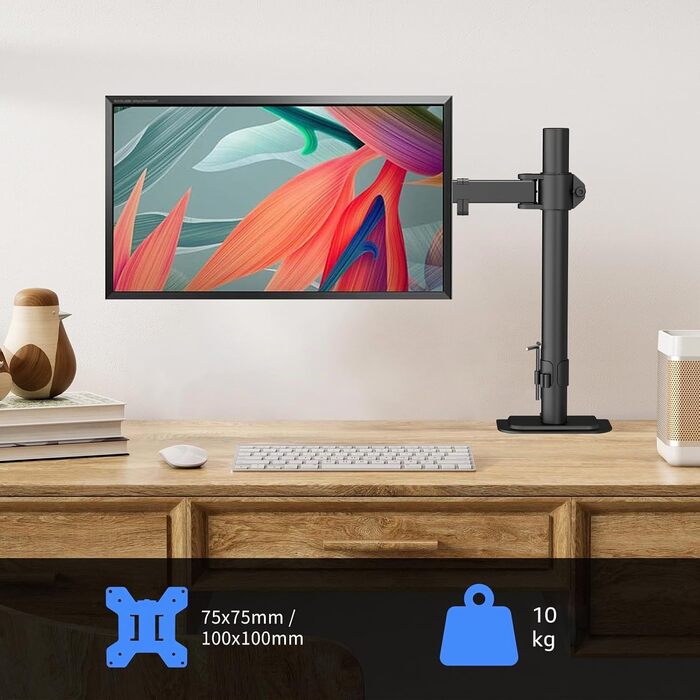 Кронштейн для монітора suptek для LCD LED екранів 13-27 дюймів, регульований настільний тримач до 10 кг, VESA 75/100, чорний