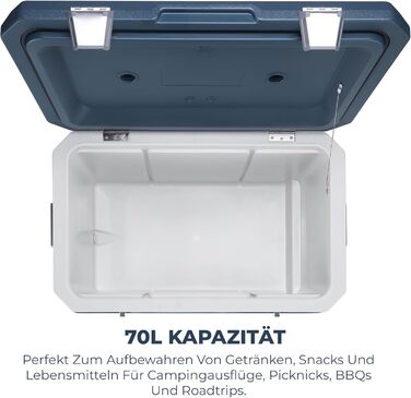 Subcold MOBI Rollkühlbox 70L: Ізольована сумка-холодильник на колесах для подорожей, авто, кемпінгу. PU-ізоляція, синій колір
