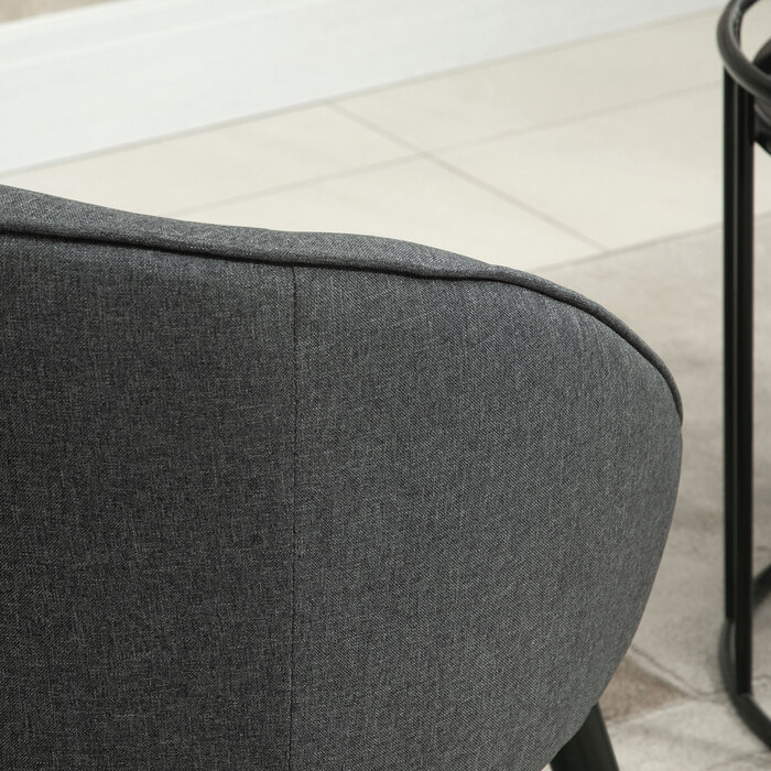 HOMCOM Lounge Chair Cocktail Chair Upholstered Chair Office Chair Living Room Chair Dining Room Modern with Linen-Look Wood Grey 71 x 65 x 75 cm | Aosom