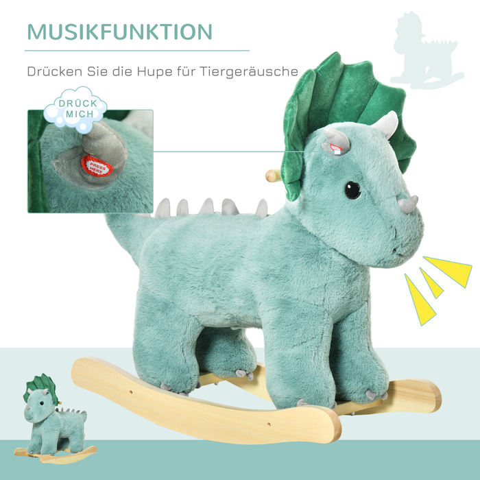 HOMCOM Rocking Horse Toy for Kids, Dark Green, 64 x 30 x 54 cm, Stable & Safe, Ideal for Playrooms