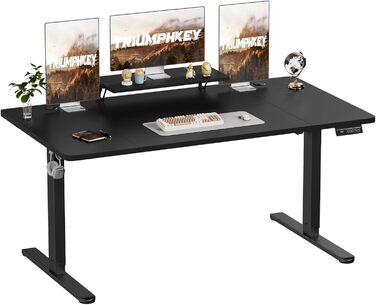 Adjustable Height Standing Desk with Monitor Stand - Electric Ergonomic Desk, 120x60cm & 180x80cm White/Black