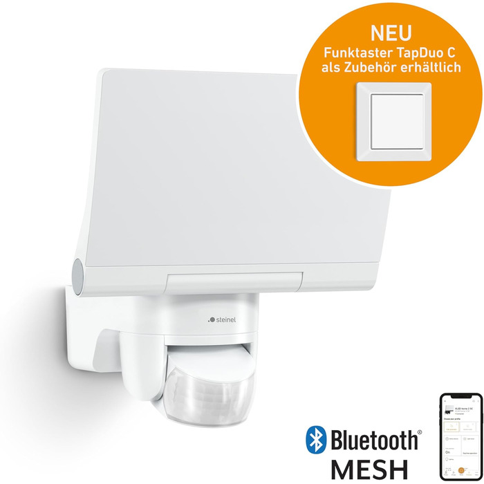 Світлодіодний прожектор Steinel XLED Home 2 S: поворотний, 13.7W, 180°, дальність 10м, 1550 лм, білий, з датчиком руху та Bluetooth