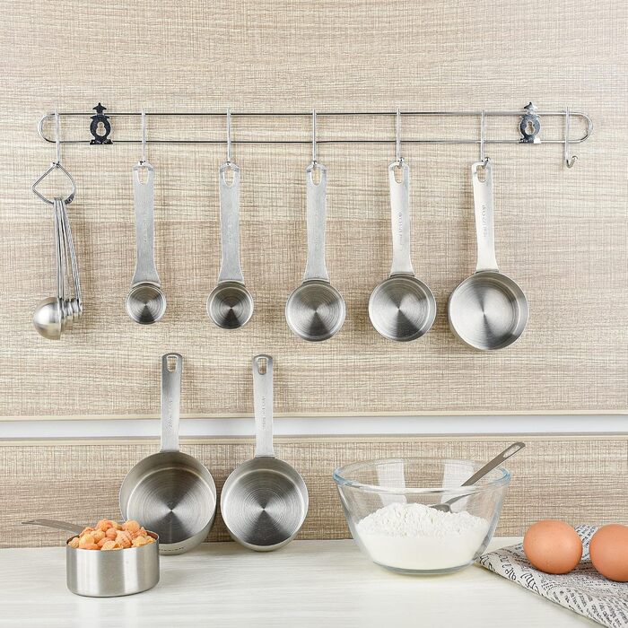 Measuring Cup and Spoon Set, 18/8 Stainless Steel - 8 Measuring Cups and 9 Measuring Spoons with Leveler and Measuring Equivalents, Kitchen and Baking Measuring Cups and Spoons 19-Piece Set