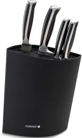 Coninx Knife Block without Knives Black - Modern Knife Block with Flexible Slats - Universal Knife Holder - Stylish Unloaded Knife Block - Facilitates Knife Storage