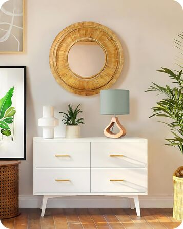 Дерев'яна настільна лампа EDISHINE з абажуром з льону, Е27, для вітальні, спальні, в стилі кантрі [Енергоклас F], колір: зелений льон