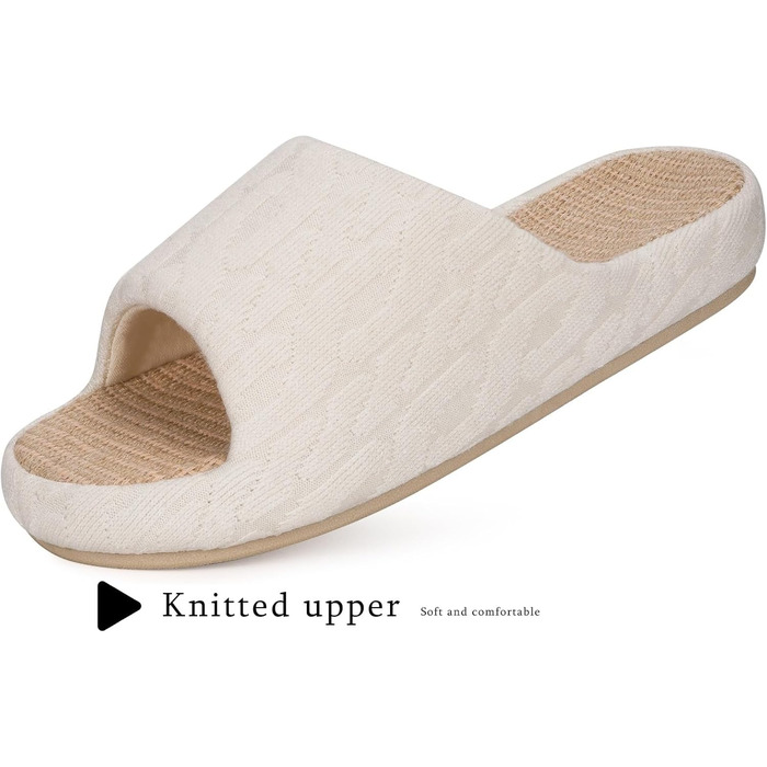 Тапочки жіночі Eagsouni з льону, зручні, антиковзні, з піною пам'яті, для дому, теплі, 37/38 EU, бежеві