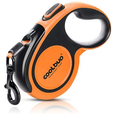 Висувна поводок для собак, 5 м, міцний поводок-рулетка з неслизькою ручкою та кнопкою швидкого гальма, для великих собак до 50 кг, помаранчевий