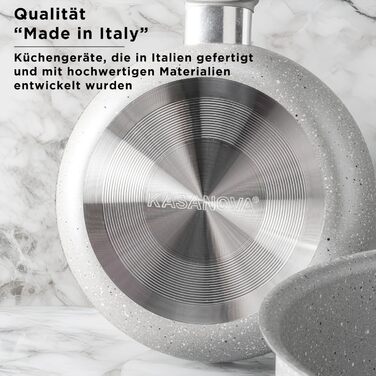 Набір каструль KASANOVA для традиційних плит, антипригарне покриття, набір посуду, здорове, швидке та рівномірне приготування їжі. Виготовлено в Італії (6 предметів)