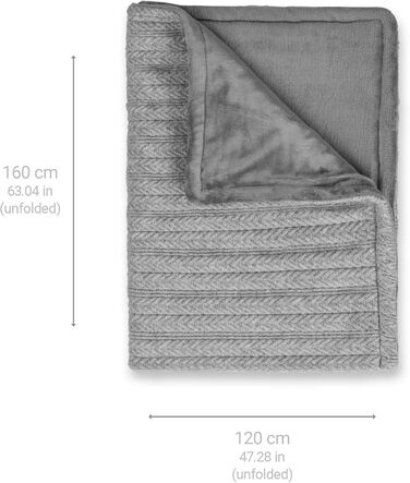 Електрична ковдра Medisana HB 680 Kuschelheizdecke з в'язаним візерунком, функцією автоматичного вимкнення, що стирається, сірого кольору, 3 температурні режими, розмір 160 x 120 см, двоколірна, з ефектом реверсу