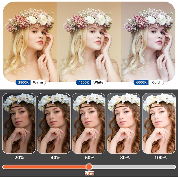 LED-кільцеве світло WISAMIC 45,7 см з тримачем для телефону: сенсорне керування, пульт дистанційного керування, двоколірне, регульована яскравість, 2800K-6000K, для селфі, макіяжу, камери, телефону, YouTube, відео, фотографії, освітлення