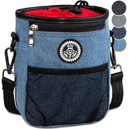 Преміум сумка для ласощів для собак HUND IST KÖNIG - універсальна, містка, з дозатором для відходів та E-book, блакитна (16 x 18 x 6 см)