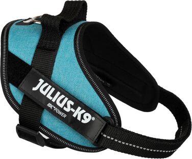 Шлейка для собак IDC Powergeschirr, розмір S, блакитна - відбиваюча шлейка з лого-полем, регульована, дихаюча, з великою свободою рухів, сертифікована Oeko-TEX, для малих, середніх та великих собак.