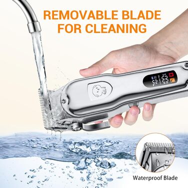 Машинка для стрижки собак і котів, професійна, з 4 насадками, потужний мотор, для тіла, обличчя, вух, лап (срібна)