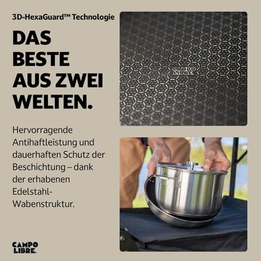 Набір посуду для кемпінгу Campo Libre Enzo I з нержавіючої сталі (6 або 8 предметів) | Індукційний посуд для кемпінгу | Посуд для приготування їжі на відкритому повітрі | Каструля, сковорода 24 см