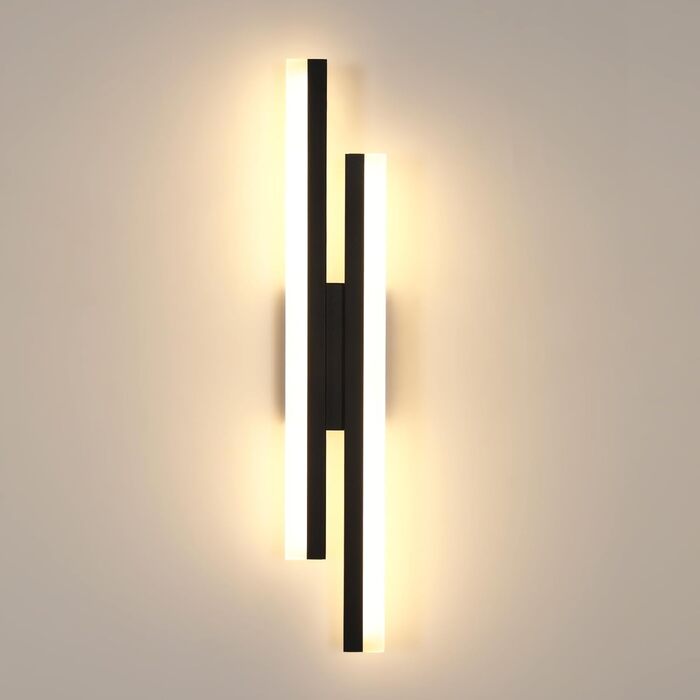 DELIPOP Настінний світильник Wandleuchte, 12W LED, 3 кольори, золото, для спальні, вітальні, коридору, сходинкового майданчика (чорний, 3000K, 48cm)
