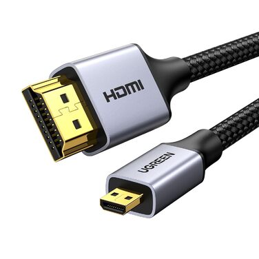 Кабель Micro HDMI - HDMI UGREEN 4K 2.0 з Ethernet, 1 м, 1080P, HDR, ARC, сумісний з Raspberry Pi