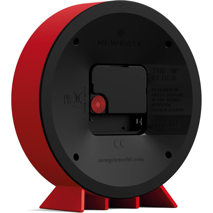 NEWGATE® M Mantel Clock for Fireplace Inserts, Silent, No Ticking, Modern Mantel Clock, Small Mantel Clock, Railroad Dial, Red