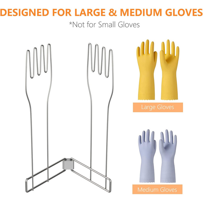 Kitchen glove holder, stainless steel glove holder, vertical kitchen glove rack, multi-purpose glove drain rack, rubber glove drying rack, boxing glove drying rack (large)