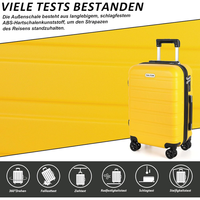 Набір валіз TANTOMI 3 шт. з ABS, коліщатками, для подорожей, 20/24/28 дюймів (Mango, ручна поклажа (M))
