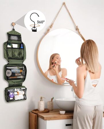 Сумка-органайзер для туалетних аксесуарів, велика дорожня сумка-мішечок для жінок та чоловіків, 4-в-1 водонепроникна, для подорожей/кемпінгу, армійний зелений