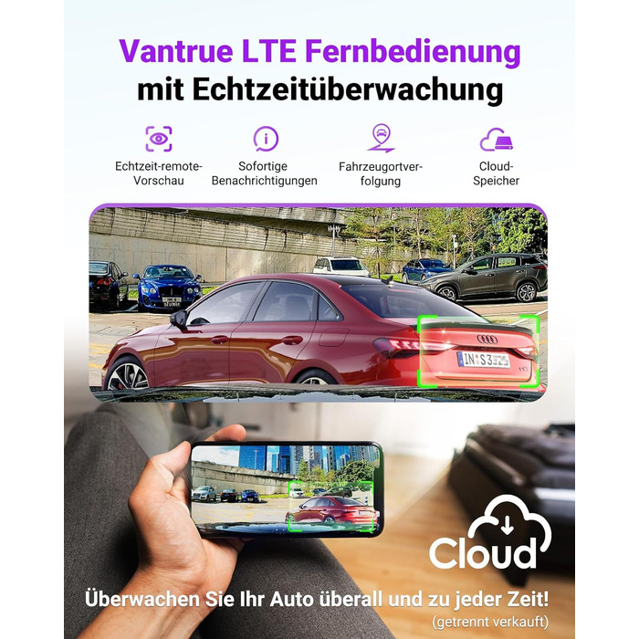 Автомобільний відеореєстратор VANTRUE S1 PRO MAX 4K + 4K Dual Dashcam з нічним баченням STARVIS 2, HDR, GPS, 5.8GHz WLAN, 24Год режим паркування, ADAS, підтримка LTE та карт пам'яті до 1ТБ