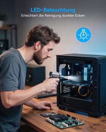 Електричний пилосос-піногенератор Orantronx Air Duster 200000 об/хв, 4-ступенева регулювання, акумуляторний, USB-зарядка, для ПК, клавіатури, авто, дивану, ноутбука, дому, вулиці