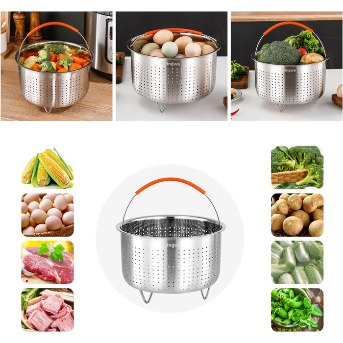 Пароварка для Instant Pot, кошик для овочів з нержавіючої сталі, вставка для каструлі 8qt