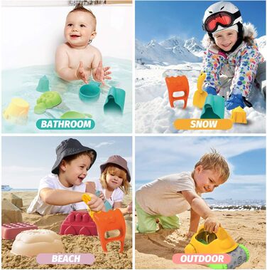 JoyGrow Kids Sand Toys, Beach Toy Set in Reusable Mesh Bag, Water Toys with Shovels and Buckets, Sandbox Bucket Animal Molds, Bath Toys for Boys and Girls
