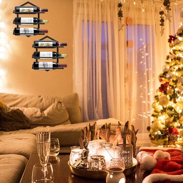 Металева стійка для винної пляшки на стіну Giyiprpi, органайзер для 3 пляшок, полиця для винної пляшки для дому, кухні, бару (чорний B2)