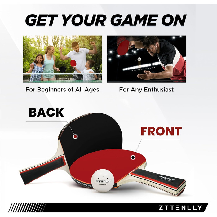 Набір для пінг-понгу з ракетками (2 або 4 шт) та м'ячами | Набір для гри в настільний теніс для 4 гравців | Зручний кейс | Покращений контроль, липка гума