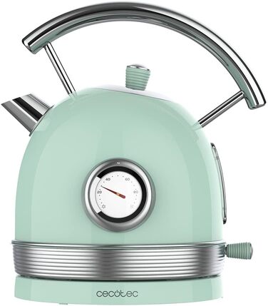 Електричний чайник Cecotec ThermoSense 420 Light Green, 1.8 л, 2200 Вт, з індикатором температури, зелений, з нержавіючої сталі, вінтажний стиль