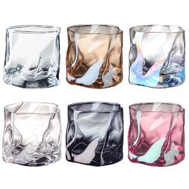 Набір склянок 6 шт. 200 мл - кришталеві склянки нерегулярної форми для віскі, коктейлів, напоїв (вода, кава, сік) - придатні для миття в посудомийній машині