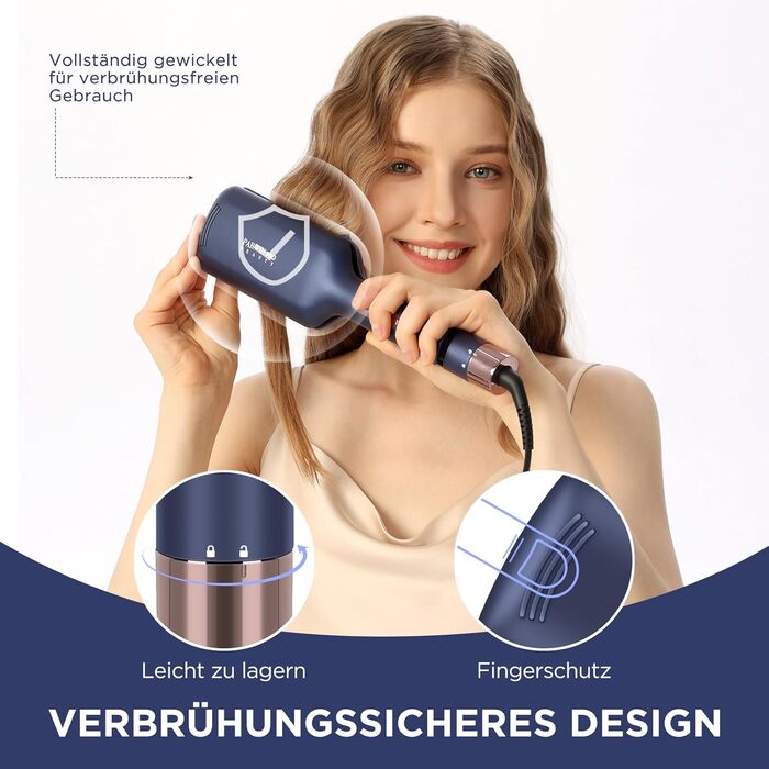 Welleneisen PARWIN PRO Meerjungfrau 32MM: великі локони, 4 температурні режими, швидке формування хвиль (Preußischblau)