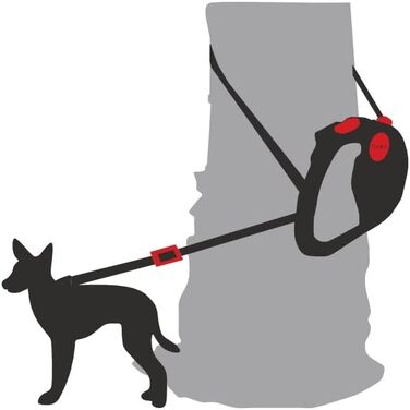 Рулетка для собак Dogxi 5м, 25кг, з карабіном, 11мм, чорна