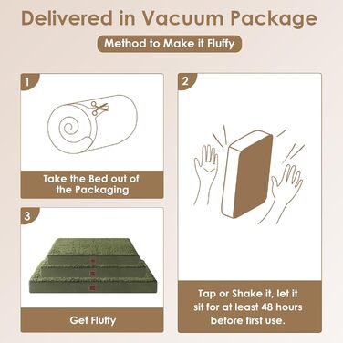 Ортопедичне ліжко для собак EHEYCIGA, маленькі породи, 76x51x9 см, з м'яким покриттям, легко миється, для переноски, оливковий колір