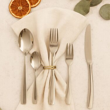 Набір столових приборів 60 предметів для 12 осіб з нержавіючої сталі – елегантний набір, полірований до блиску, безпечний для посудомийної машини, стійкий до корозії. Модель 4