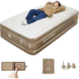 Надувний матрац Naturehike для кемпінгу та дому (190x100x45 см), самонадувний, з акумуляторним насосом, для 1 особи, коричневий