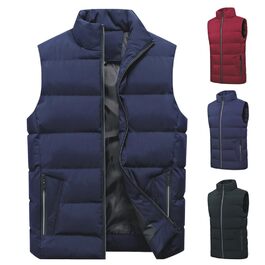 Чоловіча зимова степкова жилетка з коміром-стійкою, тепла, товста, без рукавів, бодівармер, слім-степкова куртка, для активного відпочинку, темно-синій