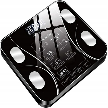 Електронні ваги для ванної з Bluetooth, чорне скло, до 180 кг