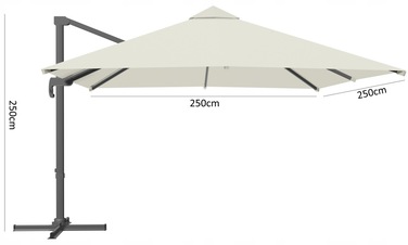 Парасолька садова з бічним стійкою GardenLine, бежева, 250 x 250 см