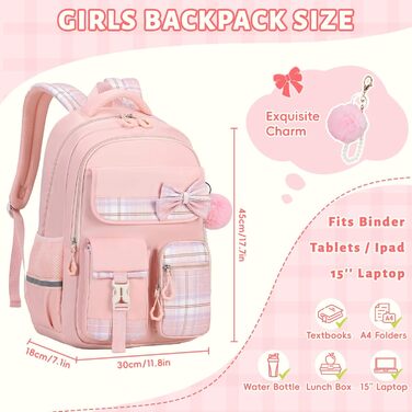 Шкільний рюкзак Tanou для дівчаток, водонепроникний, з візком, візерунок 'Клешні', 9-16 років (Рожевий)