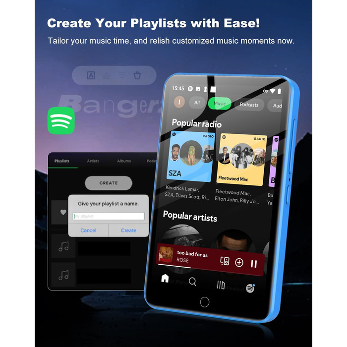 MP3 плеєр 80GB з Bluetooth та WiFi, 4.0